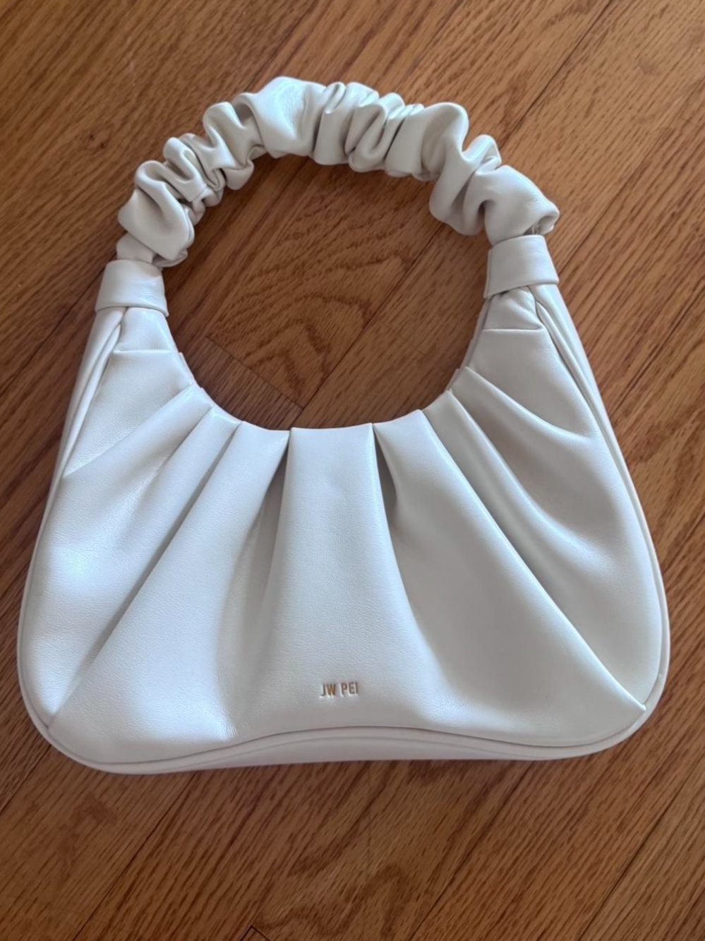 JW PEI White Ruched Handle Shoulder Bag
